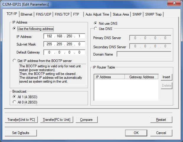 figure. Right-click CJ2M-EIP21 and select Unit Setup. 6 The Edit Parameters Dialog Box is displayed.