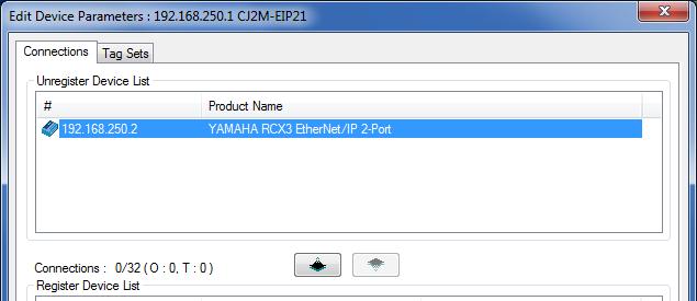 7.4.4. Setting the Connections Associate the tags of the target device (that receives the open request) with the tags of the originator device (that requests opening). 1 Select 192.168.250.