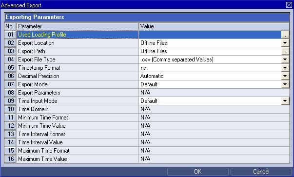 X-Tools - User Manual - 07 - Storage System 2.4.2.11 Advanced Export Dialog 2.4.2.11.1 Overview The following screenshot shows an example of an Advanced Export dialog: Figure 11: Example of an Advanced Export Dialog 2.