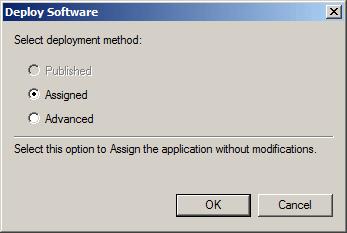 In the 'Deploy Software' dialog, select 'Assigned' Click 'OK' Step 5 Run a GPO update