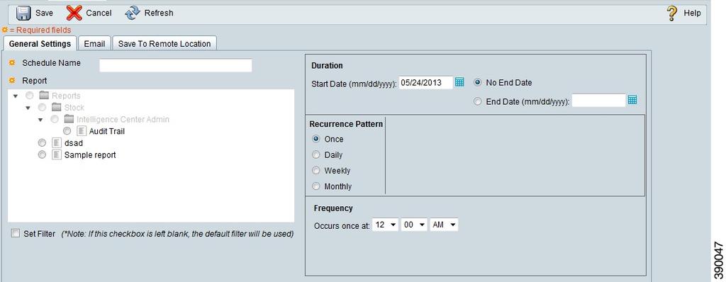 Create a Schedule for a Report Schedule Reports Attention You cannot schedule Live Data reports.