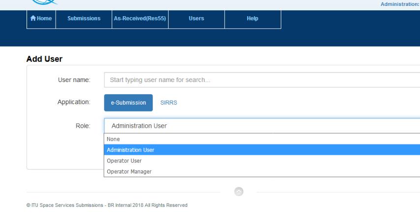2. How to add/delete user accounts for the system 2.1 To ADD Administration User Role Administration Manager is permitted to add Administration Users.