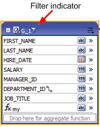 Performing Element-Level Functions Figure 3 25 Filter Indicator To edit or delete a group filter: 1. Click the data set View Actions menu. 2. Choose the appropriate action: To edit the group filter, choose Edit Group Filter to launch the Group Filter dialog for editing.
