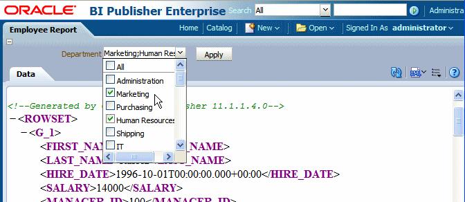 2.1 Customizing the Display of Menu Parameters The display of menu parameters in the report can be further customized in the report definition.