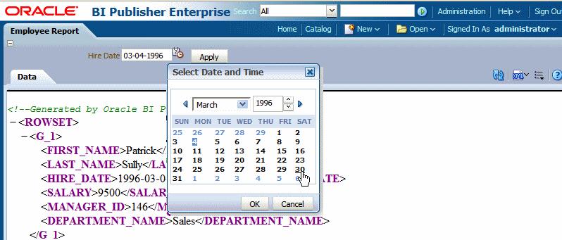 Adding Lists of Values Figure 4 9 Hire Date Parameter 4.
