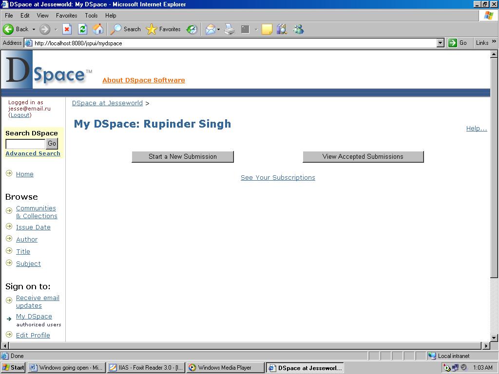 Now you will be able to browse your Dspace from any pc on the network. Congrats buddy!