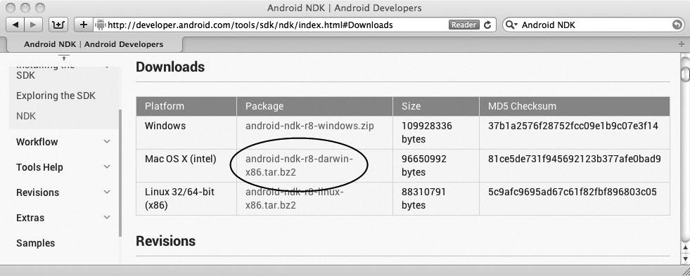 22 CHAPTER 1: Getting Started with C++ on Android Downloading and Installing the Android NDK on Mac Android Native Development Kit (NDK) is a companion tool to Android SDK that lets you develop