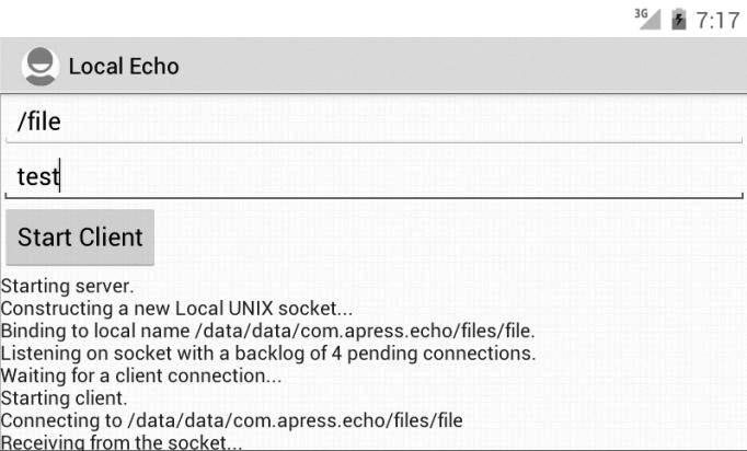 272 CHAPTER 10: POSIX Socket API: Local Communication Figure 10-1. Local echo client and server exchanging messages Asynchronous I/O As mentioned, most of the socket APIs are blocking function calls.