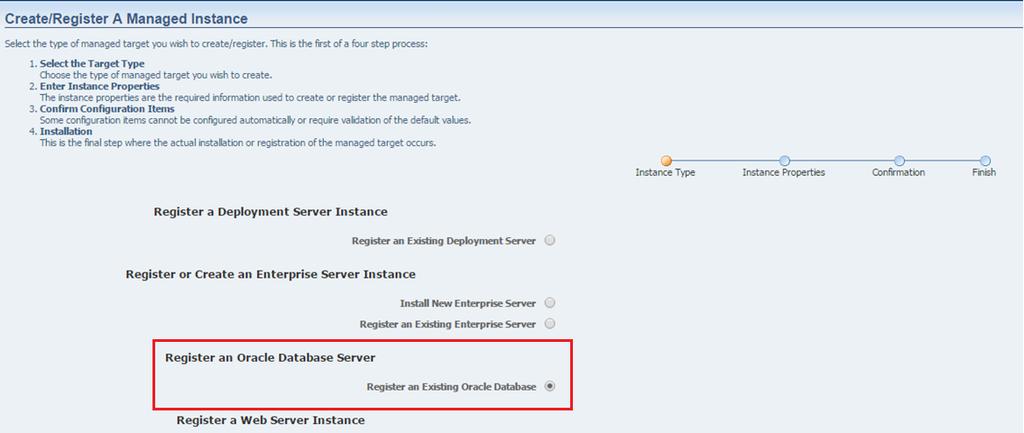Register an Existing Oracle Database as a New Managed Instance 3. Click Continue. 4.