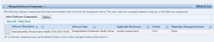 Verify that the Enterprise Orchestrator components are uploaded as shown in the following example.