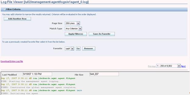 Managed Instance Log Files 25.2.4.1 Filter Log Files The first segment of the log file viewer is the Filter Criteria.