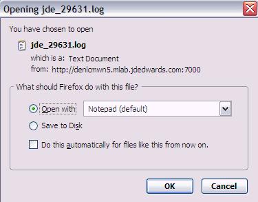 Managed Instance Log Files 1. Click the Download Entire Log File link or 2. Select one of these options: Open with Save to Disk 3. Click the OK button.