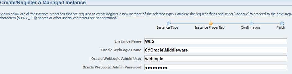 Oracle WebLogic Server 12c radio button. 4. Click the Continue button.