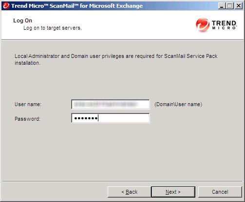 Installing ScanMail 11.0 SP1 The Log On screen appears. 6.