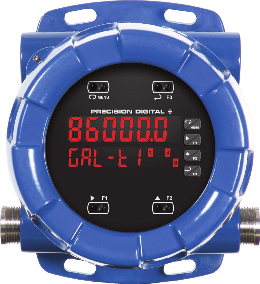 PD8-000 ProtEX-MAX Through-Glass Button Programming Explosion-Proof Process Meter IECEx Sunlight Readable Display Mounting Flanges (Up to ½" Pipe) SafeTouch Enter or Alarm Acknowledge Button Locking