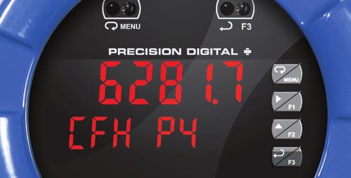 " Digits On Upper Display SafeTouch Menu Button Explosion-Proof Die-Cast Aluminum NEMA X Enclosure PV, Max (Peak), Min (Valley) Programmable Function Keys User Configurable Lower Display Alarm Status