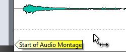 Audio Montage Rearranging Clips Drag in any direction Indicates what happens when you click and drag an item in any direction within the audio montage.
