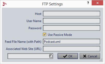 Podcasts Publishing a Podcast 4. Your web site address including the path to the feed. Click OK. Publishing a Podcast You can upload a podcast from within WaveLab LE to your FTP server.