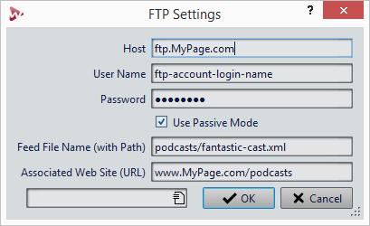 Podcasts Checking the Podcast Password The password to the login. Use Passive Mode Keep this activated and only change this if you experience problems with the FTP connection.