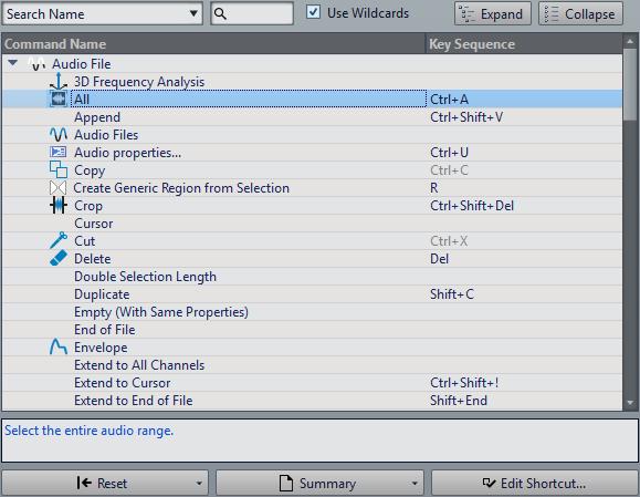 Customizing Customizing Shortcuts Search pop-up menu Allows you to select the part of the commands list in which the search is performed. Search field Allows you to search for a command.