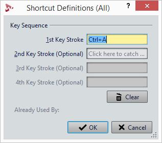 Customizing Plug-in Organization Shortcut Definitions Dialog This dialog allows you to define your own customized shortcuts for a particular function.