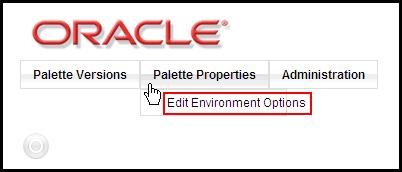 EDIT ENVIRONMENT OPTIONS The build manager can edit the Rules Palette environment properties in the Web Application Utility.