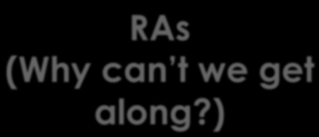 RAs (Why can t