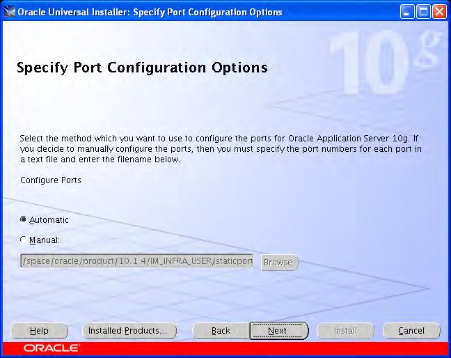Choose Automatic for the Port Configuration and click Next.