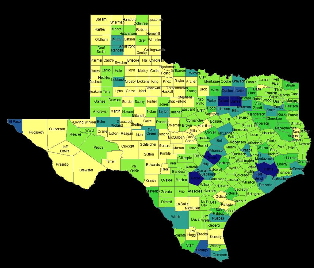 Population Growth in Texas Texas added 1.