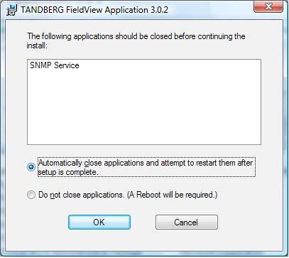 Figure 7 - SNMP Warning During FA Setup Installing the SNMP Service If the service is already installed, you may skip this section. To install the SNMP service under Windows 2000/XP: 1.
