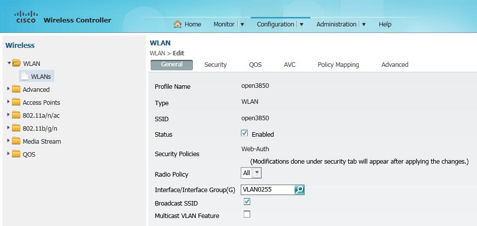 Click the WLAN to configure.