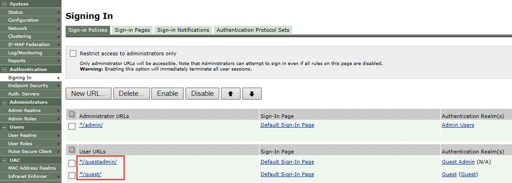 Guest Access Solution Configuration Guide Figure 4: Sign-in-Polices Figure 5: Default Sign-in-Policy 2. Click on a Sign-in Policy to view the settings. 3.