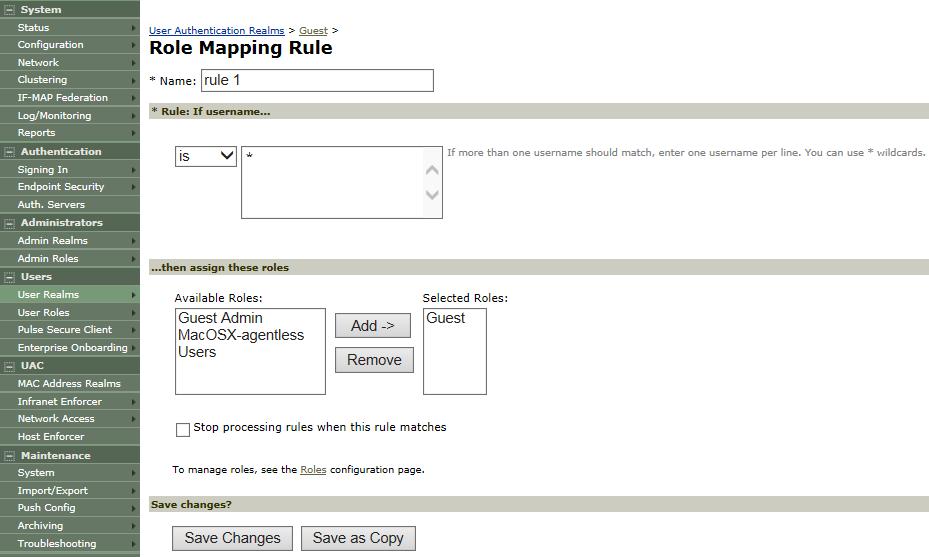 appears. Figure 8: Role Mapping Rule 3.