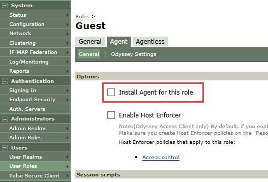 Guest Access Solution Configuration Guide Settings Guidelines Click the Agent tab to display the