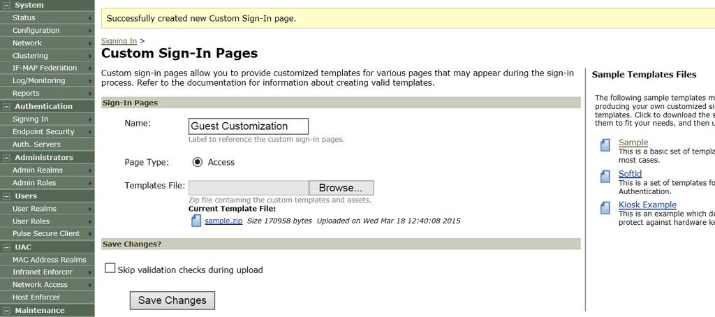 Table 8: Guidelines for Configuring a Customized Collection Settings Guidelines Sign-In Pages. Name Specify the name for the sign-in page Page Type Specify the page type.