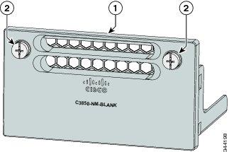 Installing a Network Module Network Module Overview Figure 37: C3850-NM-2-40G Network Module 1 Captive screws 3 LEDs 2 40 G QSFP+