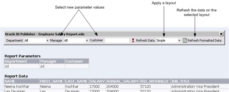 About the Open Template Dialog Figure 3 17 Analyzer for Excel Toolbar To update the data, select a new parameter value then click Refresh Data to refresh the data in the current sheet.