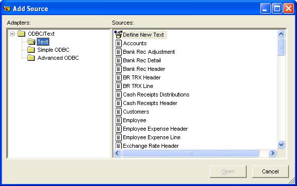 CHAPTER 4 ADDING SOURCES 2. In the Integration window, right-click Sources, and choose Add Source. The Add Source window appears. 3.