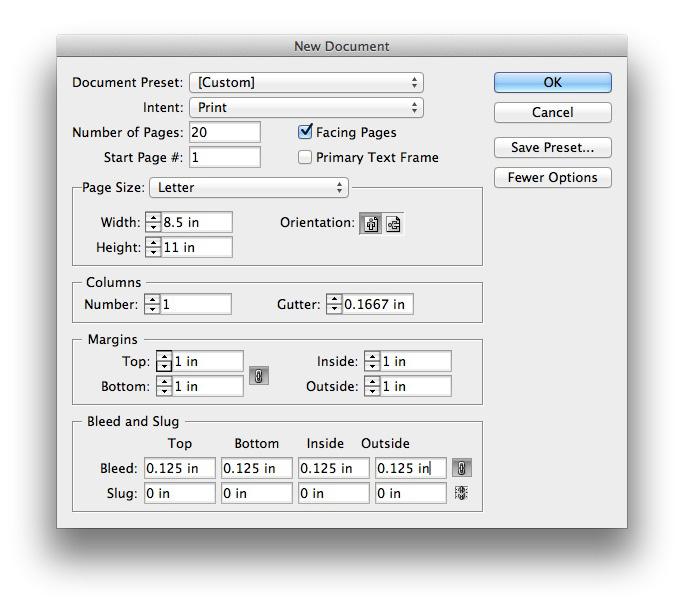 creating a new document - Indesign creating a new document in indesign Set document dimensions and bleeds right in the new document panel.