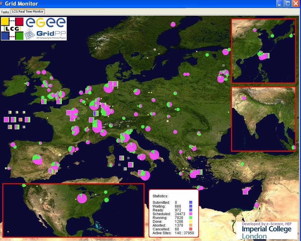 LHC computing Grid Service LCG real time monitor (January, 2007) 36,680 jobs