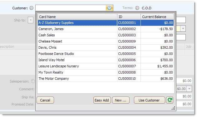 Selection lists Previously, when you typed a record name or code that wasn t available and pressed TAB, a Select from List window would appear.