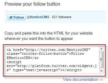 2. In the Preview your follow button textbox copy the
