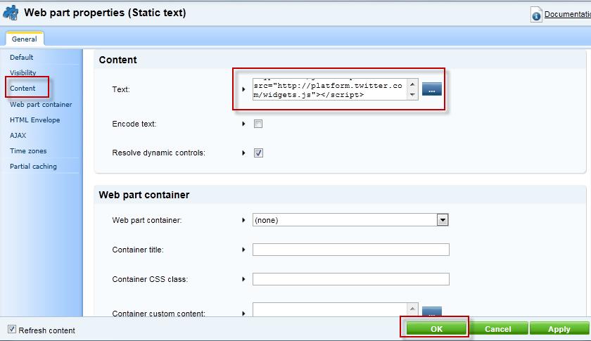 4. In ZoneCenter select and drag the statictext web part to