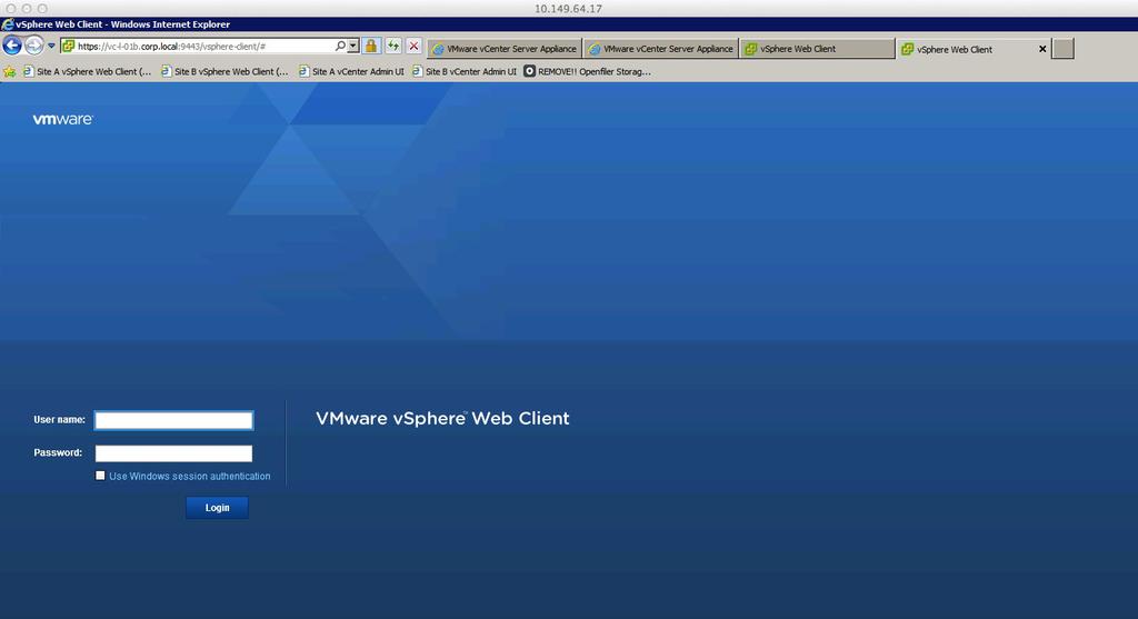 Figure 2. vsphere Web Client Login Screen NOTE: The traditional vsphere Client does not support vcenter Single Sign-On and communicates directly with vcenter Server and Microsoft Active Directory.