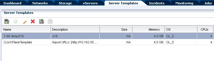 6. Review the server template information and click Upload. After the job completes, the server template is listed in the Server Template tab of of the account.