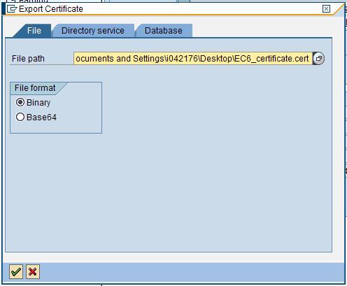 dialog You have made the certificate available as a file,