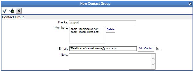 4.2 Create contact group Click button on sub-menu of Contacts. Fill in group s name behind File As.