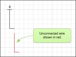 When a wire's end point is dropped on another wire, Electra automatically creates a connection point and connects the two wires together.