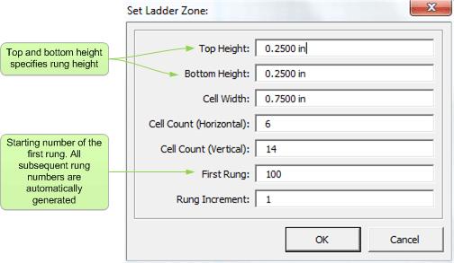 Rung numbers, and ladder zone sizing can be customized by right clicking on the LadderZone shape and selecting