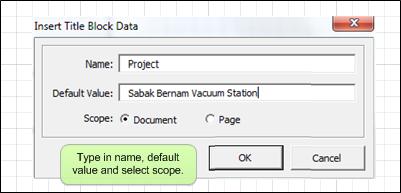 scope for data that applies for current page only The User Data rectangle is now ready to be used on your custom title block.